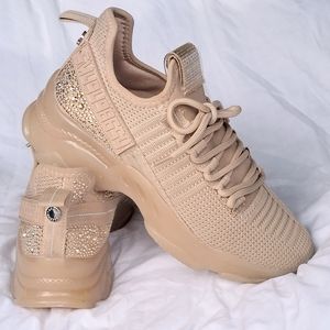 Steve Madden Tan Sneakers with Glitter Accents